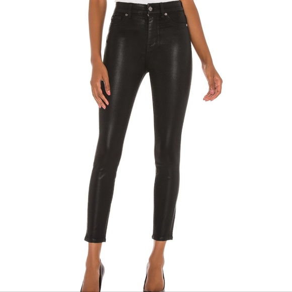 NEW * 7 For All Mankind  HIGH WAIST ANKLE SKINNY IN COATED BLACK 27 - Picture 4 of 12